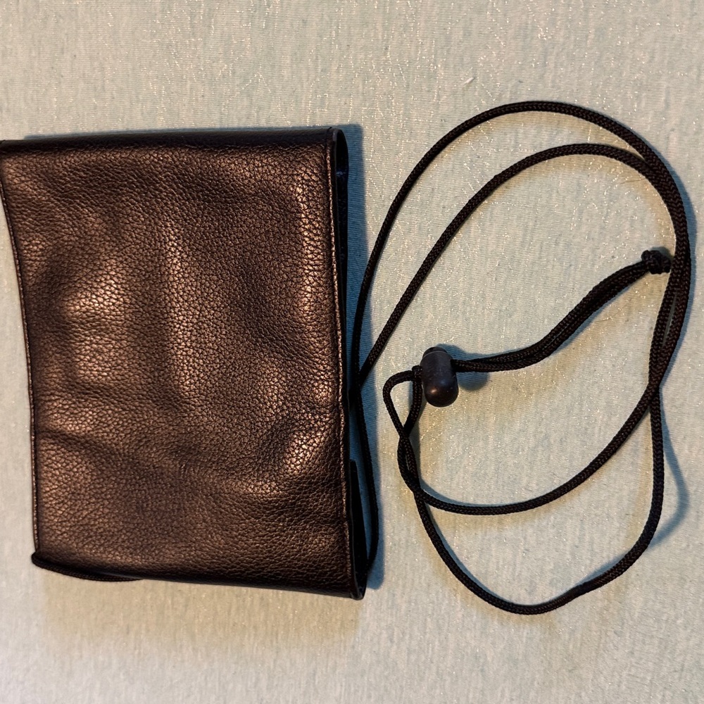 J.P. Ourse & Cie genuine leather crossbody black bag flat compact, EUC soft